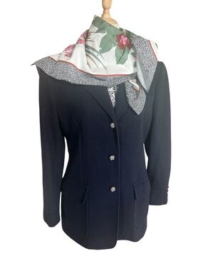 Tropical Floral Silk Square Scarf - Pink & Green by Jim Thompson Xlarge square